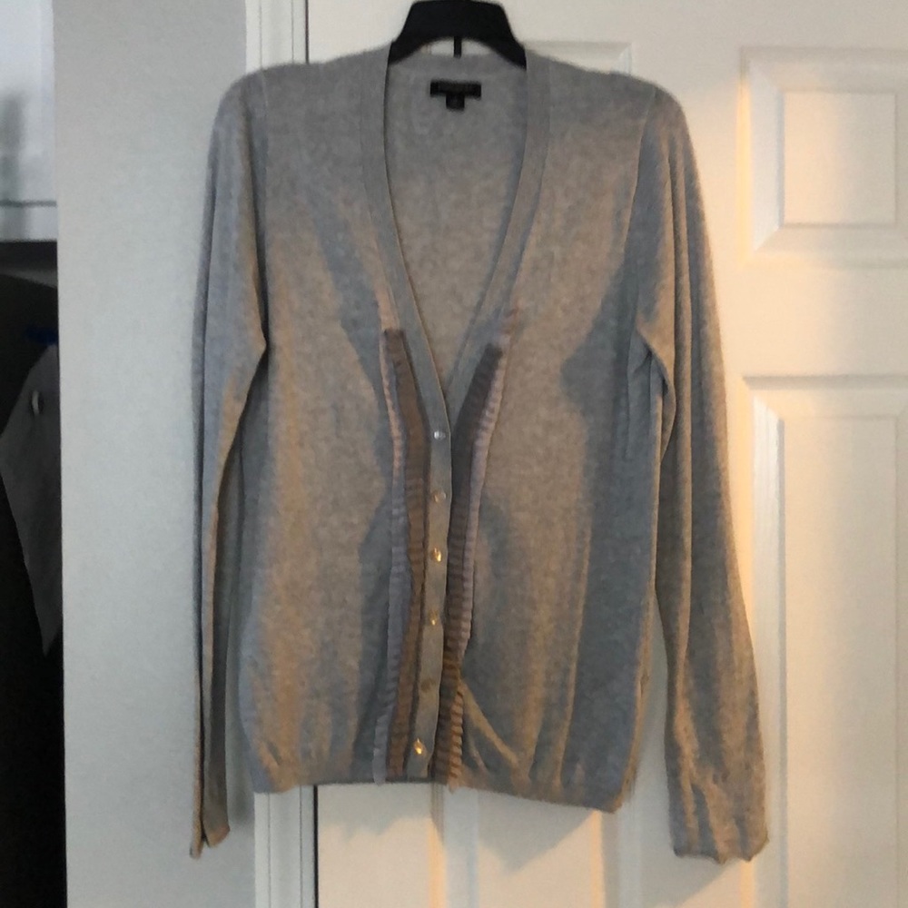 Gray cardigan with ribbon detailing
